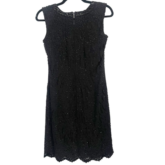 VINTAGE ESCADA COUTURE Black 100% Silk Beaded Mini Dress Size 34 USA XS - Picture 7 of 13